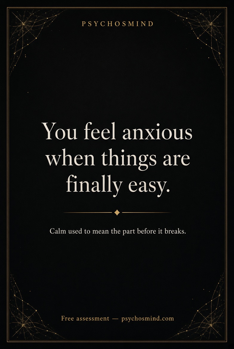 PsychOSmind1's tweet photo. You feel anxious when things are finally easy. 
Not because easy is fake. 
Because your body learned that calm is the part before it breaks. 
Map the pattern first. 
Free assessment in bio. 

#attachment #selfawareness #psychosmind https://t.co/COnWp9Z6ET