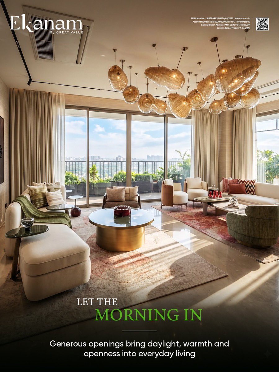 GreatValueGroup's tweet photo. A home feels different in the right light. At Ekanam, natural light is thoughtfully woven into the design, bringing warmth, openness and a sense of calm to everyday living. Where light meets home, beautifully. 

#Ekanam #GreatValueRealty https://t.co/Xp4pvBIi4u