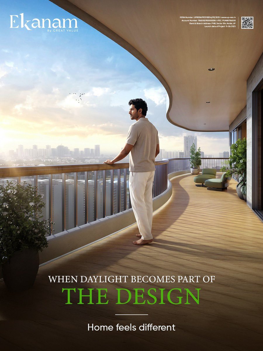 GreatValueGroup's tweet photo. A home feels different in the right light. At Ekanam, natural light is thoughtfully woven into the design, bringing warmth, openness and a sense of calm to everyday living. Where light meets home, beautifully. 

#Ekanam #GreatValueRealty https://t.co/Xp4pvBIi4u