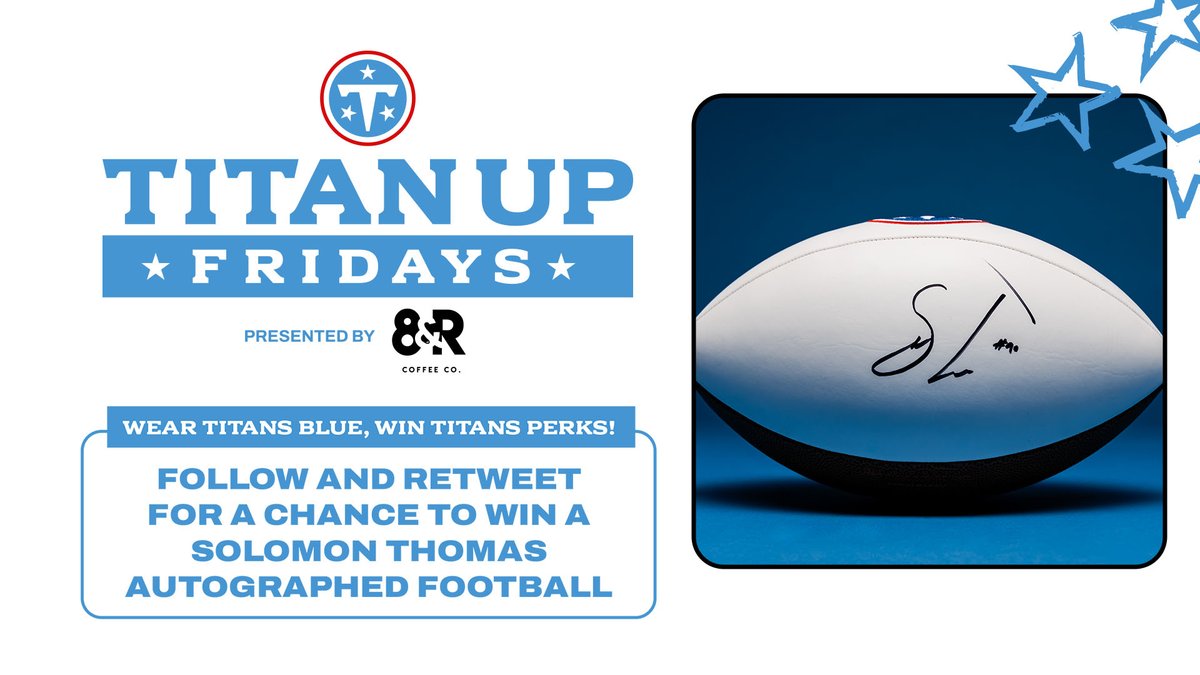 Titans's tweet photo. #TitanUpFriday is here with a Solomon Thomas autographed football to giveaway 🏈 Follow and retweet for a chance to win!

Check out more Titan Up Friday partner perks » https://t.co/VxXvhNeReA https://t.co/MsZK40JTw2