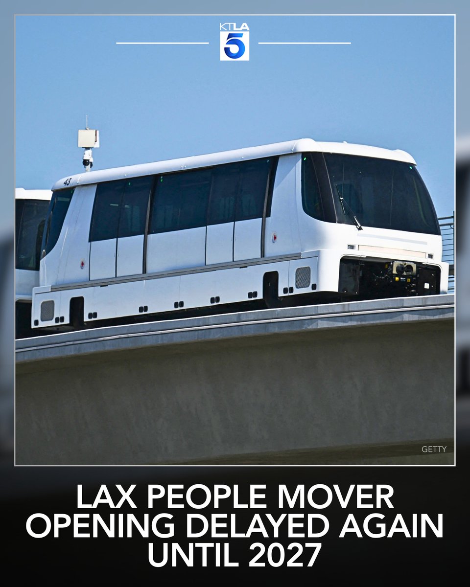 KTLA's tweet photo. The opening of Los Angeles International Airport’s long-delayed Automated People Mover project has been pushed back again. https://t.co/ALn5tkrqm3 https://t.co/Oj3uNZ0m16