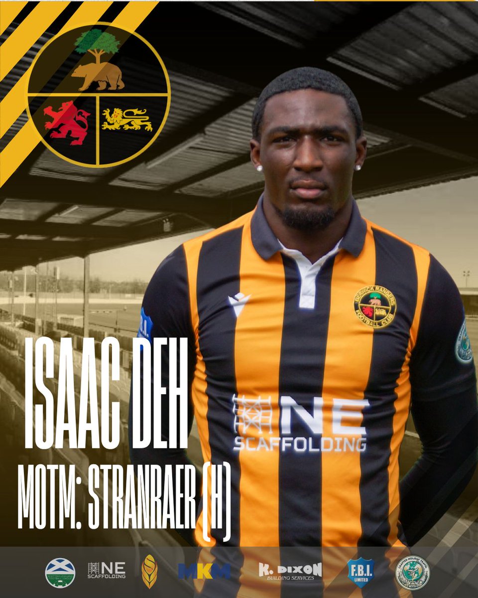 OfficialBRFC's tweet photo. 🏆 | Well done Isaac!

Isaac Deh wins the Social Media Man of the Match award following Tuesday's 3-2 win over Stranraer.

Fans commented on Isaac's effort, commitment, and ceaseless running from start to finish - what a performance, in a great game for the whole team!

🖤💛 https://t.co/vHNOjmspX9