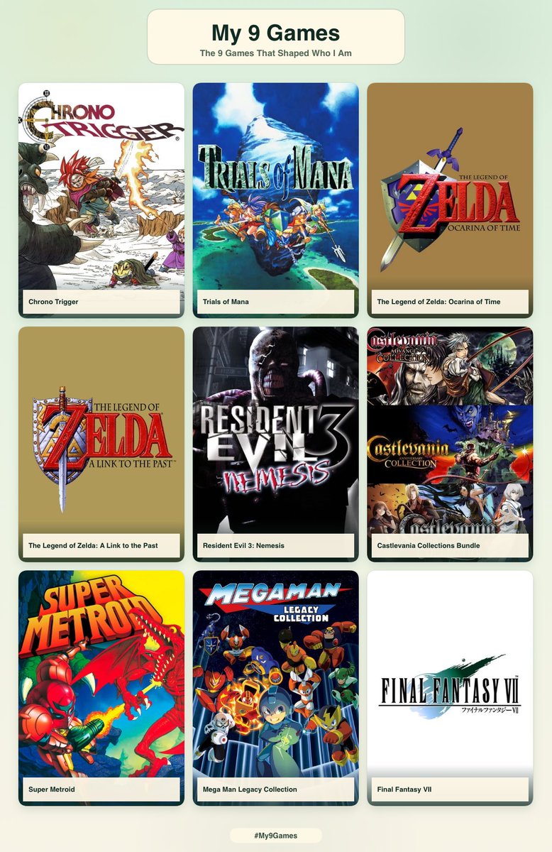 GTKABAL's tweet photo. Yo y 9 juegos que me formaron https://t.co/pOcfC2k2YB