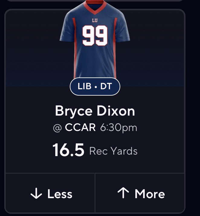 BookitWithTrent's tweet photo. Bryce Dixon is a 300 pound defensive tackle. 

Why is he up for 16.5 recieving yards 😭 https://t.co/Nbx8odCkJL