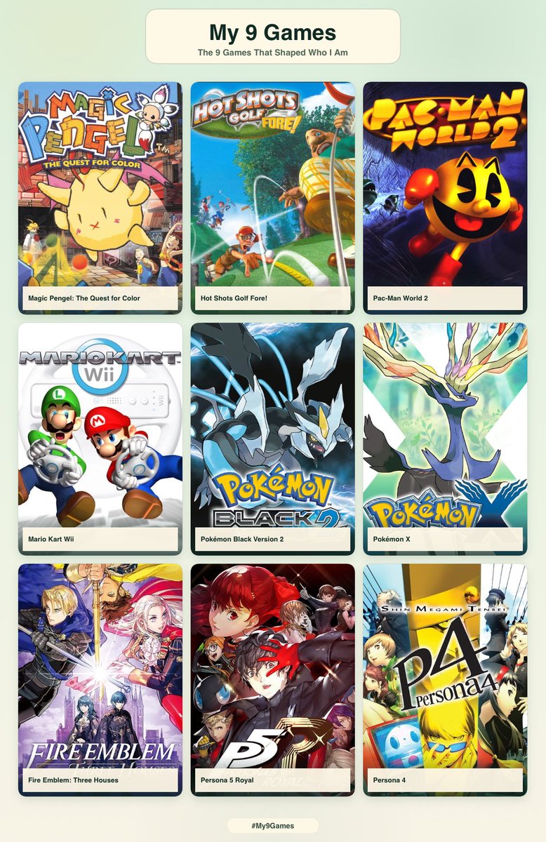 wrathhyena's tweet photo. my nine games that shaped me! https://t.co/tKlbjVDgmR