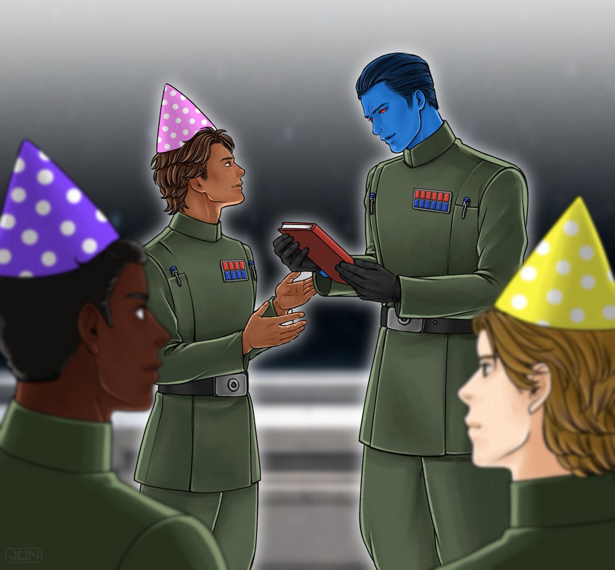 roguekeylime's tweet photo. AND FINALLY FOR #10YearsOfCanonThrawn i collabroated with @junchan_nyan to bring my birthday fic to life with a beautiful drawing of hers :D !!!! TYSM AGAIN FOR COLLABORATING WITH ME !! Fic🔗 ⬇️ https://t.co/PSS0hQWQSU