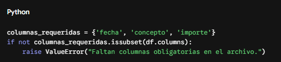 josecodetech's tweet photo. Un pequeño hábito que me ahorra muchos dolores de cabeza al programar scripts de automatización contable: la validación defensiva de columnas.
¿Te has encontrado con errores absurdos por culpa de un cambio de formato en un CSV? Te leo en comentarios 👇
#Python #Automatizacion https://t.co/oqf6ZpwMi6