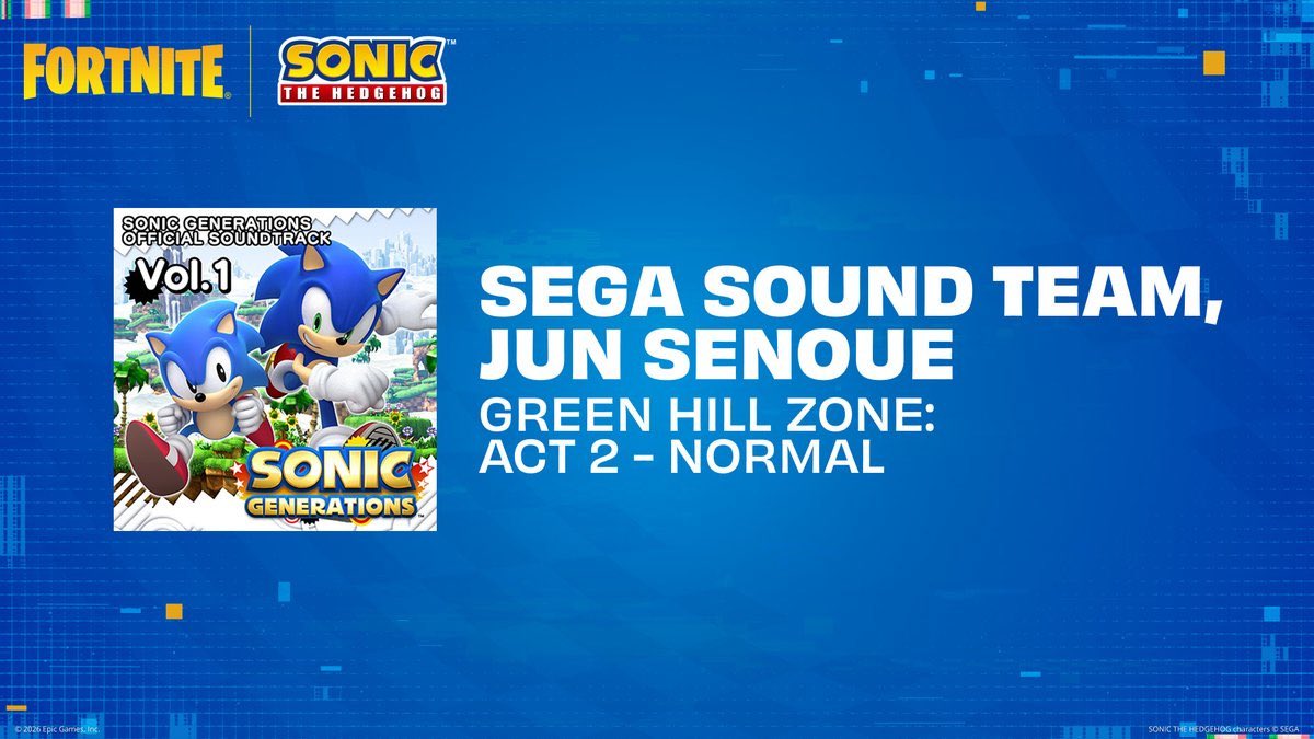 sonicstadium's tweet photo. The ongoing Sonic the Hedgehog crossover with Fortnite is picking up even more speed.

Following the Blue Blur’s high-speed arrival in Epic Games' battle royale, players will now be able to tear up the stage with one of the most recognizable tracks in Sonic history. #SonicNews https://t.co/yNsZn663V7