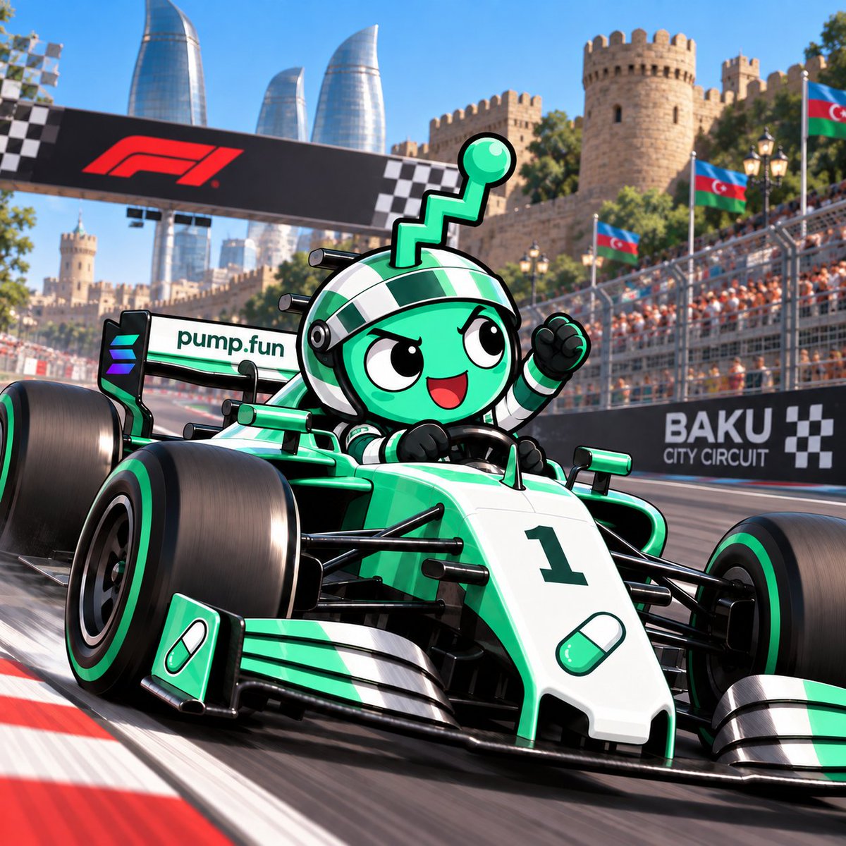 PIP_PUMPFUN's tweet photo. The heat is BACK with @F1 in Azerbaijan! Baku’s streets, insane speeds, tight corners, and absolutely ZERO room for mistakes.

$PIP is strapped in, DRS open, and going FULL SEND! 

Lights out and away we go! 🏁

#PIP #F1 #AzerbaijanGP #PumpFun #Solana #memecoin https://t.co/jfXGaji7Px