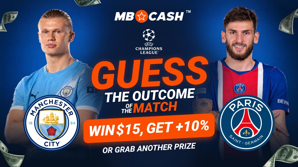 MBC_worldwide's tweet photo. 🚨 9 WINNERS WANTED! 🚨

Drop your match prediction for a chance to win cash &amp; bonus rewards! 🤑

🏆 2 winners → $15
🎁 3 winners → +10% 
💰 4 winners → +1% commission on D&amp;W

1️⃣ Follow @MBC_worldwide
2️⃣ Like &amp; RT
3️⃣ Comment: Man City, PSG, or draw
4️⃣ Share your Cashpoint ID https://t.co/82FogsMzfw