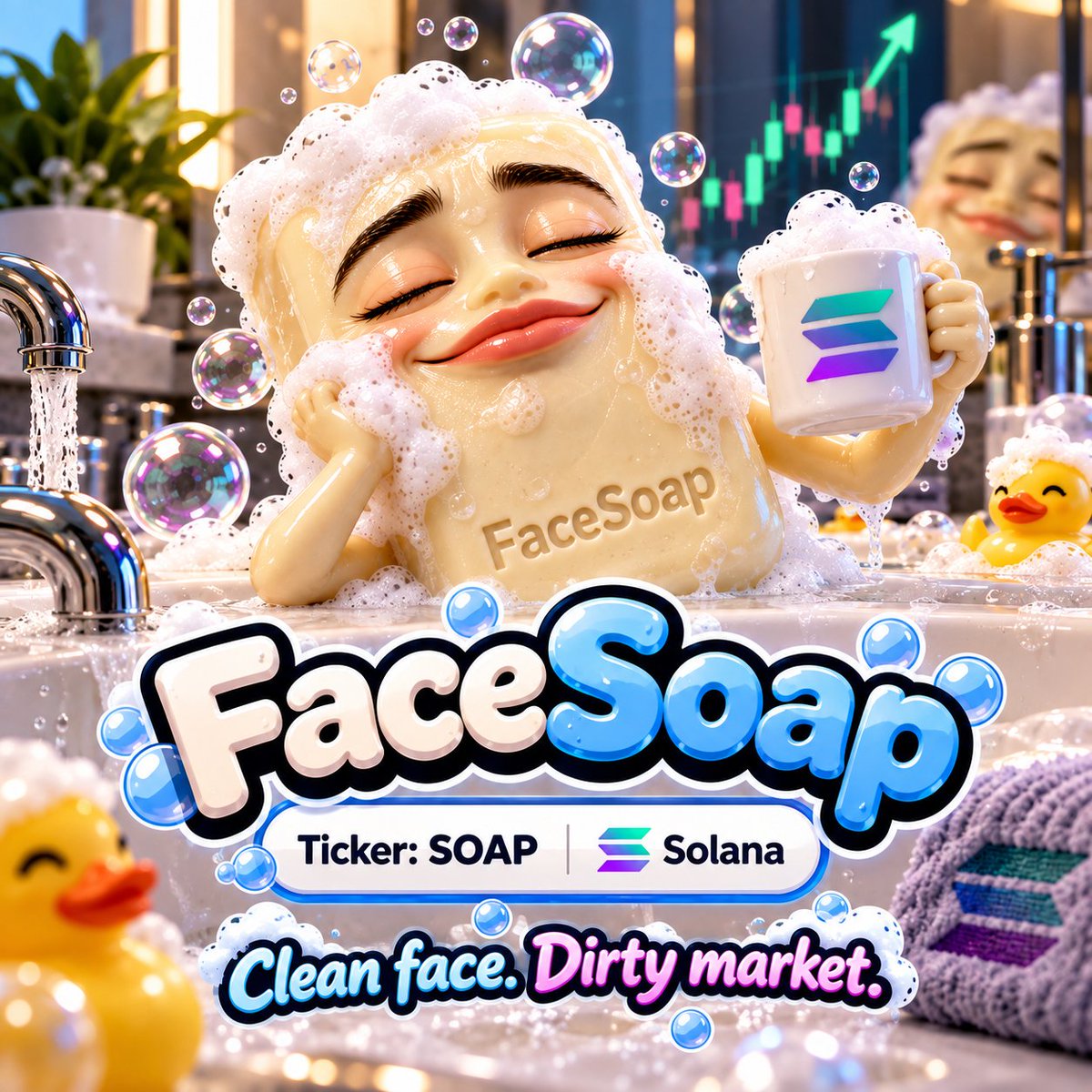 FaceSoapCoin's tweet photo. FaceSoap 🧼
Clean face. Dirty market.
Ticker: SOAP
Chain: Solana

Official contract:
 FU7eXEcqrBbYAi69MQbY1pFjdMvBW8miQGwCVEUjpump
Website: https://t.co/ABfCrZ91zJ
Telegram: https://t.co/ujE6Hc6sma

#FaceSoapCoin https://t.co/SLdLbz0iNp