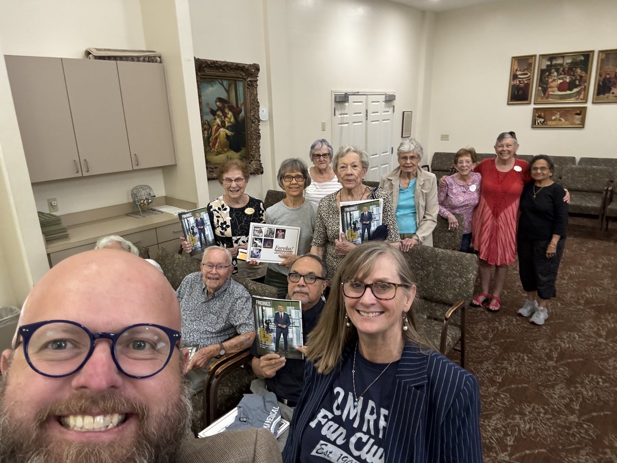 OMRF's tweet photo. Last week, we visited Concordia Life Plan Community with the Oklahoma Hall of Fame to tell its members about OMRF and our recent publication of “Eureka! The Story of the Oklahoma Medical Research Foundation.” We love getting out into the community and sharing our story! https://t.co/lKyIirP2Oe