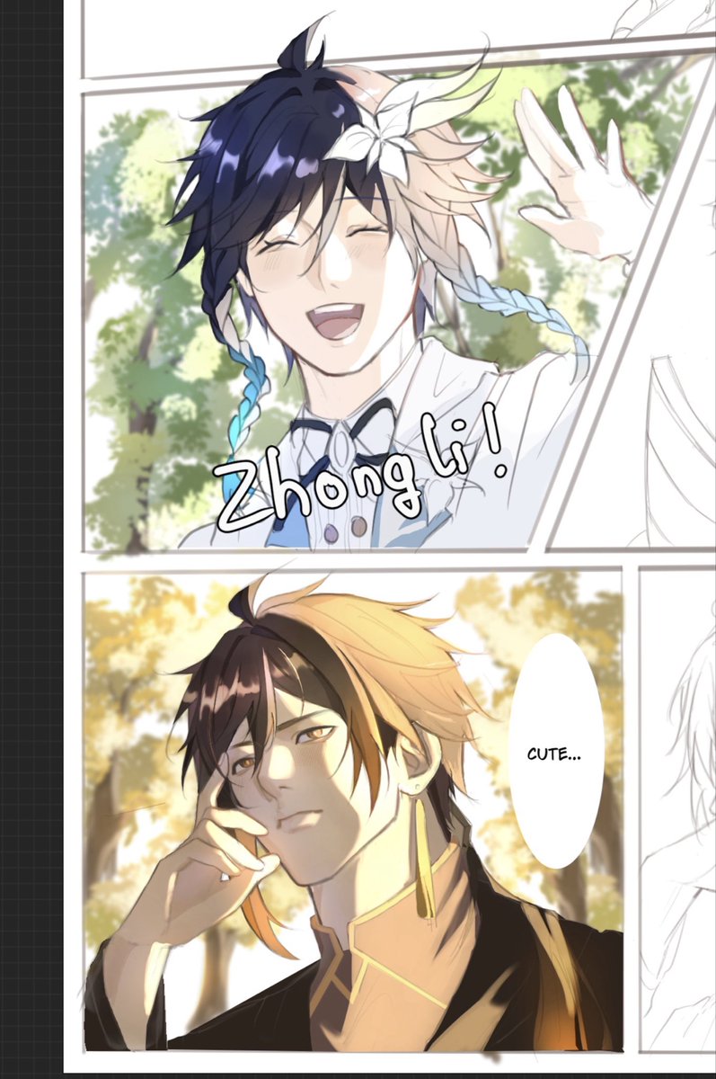 VENTICUcuNUT's tweet photo. I dropped this little comic because I’ve been so busy 🥺. They’re cute anyway… 

Sorry I didn’t put more effort into the coloring 👀
#鍾ウェン #zhongven #原神 #GenshinImpactㅤ https://t.co/dPgapzAtgd