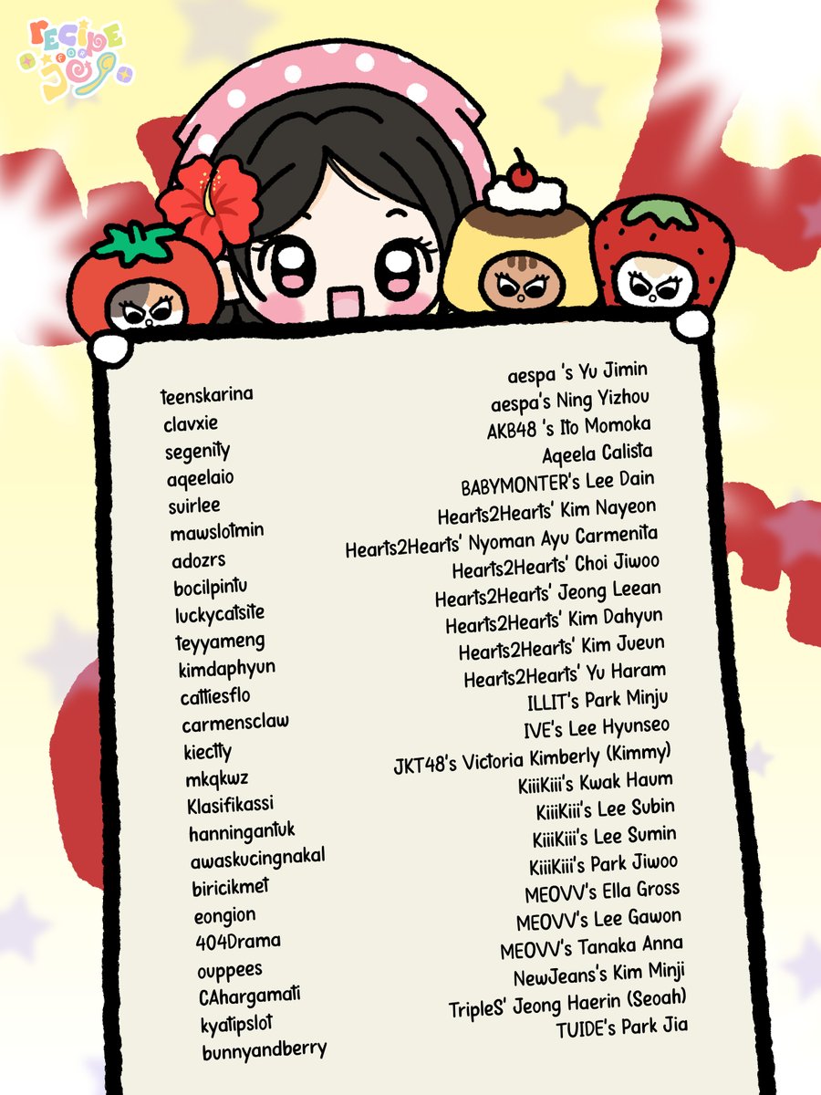 Recipe4Joy's tweet photo. ᅠ
Λ　　⭐️
(⠈ㅜ⠐)フ　
 \しし\ 𐔌ྀི𓈒 🥯🎀 and perhaps 𝚕͟𝚞͟𝚌͟𝚔͟𝚒͟𝚎͟𝚜͟𝚝 is on your side, because happi๑__๑ness on the way to you.˚ ꣹🐾 ... 𝘄𝗲𝗹𝗰𝗼𝗺𝗲, people of klepochi. let’s make way for the names on this sweet tale. ⁺◦🧾ᯓ
ᅠ https://t.co/A1gDe2tPsH