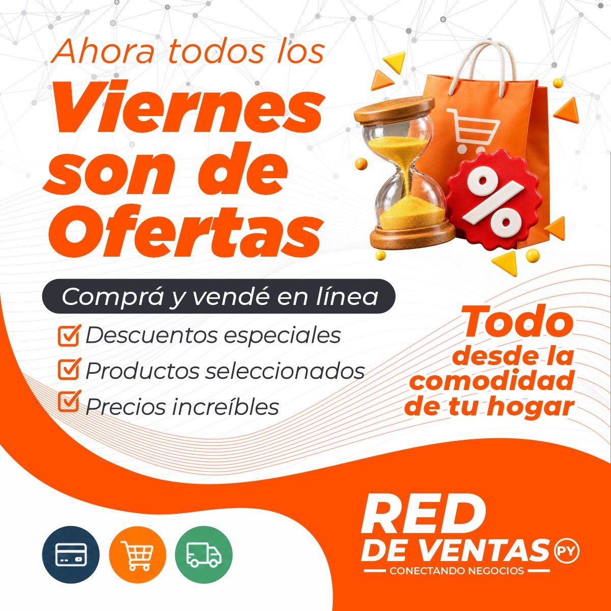 RedSagrados's tweet photo. 🛍️✨ ¡Tus viernes ahora tienen sabor a ofertas! 🎉

Llegó la campaña que estabas esperando en la RED de Ventas Py: ¡Ahora todos los VIERNES SON DE OFERTAS! ⏳🔥

🛒 Explorá, elegí y recibí todo con total comodidad!

👉 Escribinos 0976 897 405 📲 https://t.co/R4BVCvI8Xw