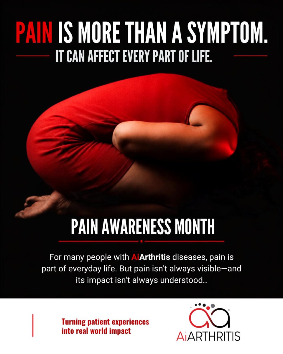 IFAiArthritis's tweet photo. September is Pain Awareness Month.
For people with AiArthritis diseases, pain is more than “just joint pain.” It can ache, burn, stab, throb—and affect every part of life.
💬 Which is harder to explain: your pain or its impact?
#PainAwarenessMonth #AiArthritis #Autoimmune #Autoinflammatory #Arthritis #ChronicPain