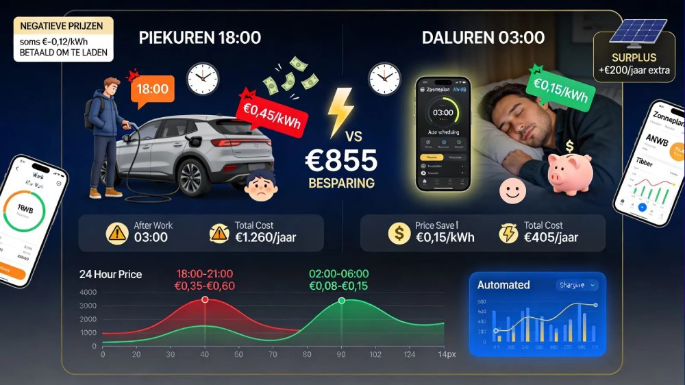 VendelWill88635's tweet photo. β‘ Piekuren vs daluren: β¬0,45 vs β¬0,15 per kWh verschil https://t.co/dF7u38by07 #dynamischladen #slimladen #dynamischcontract https://t.co/459a6JuazU