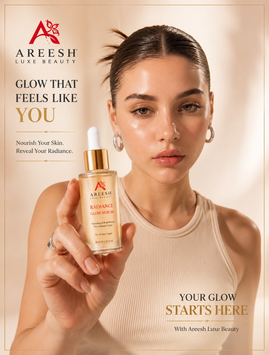 emilyramirezirs's tweet photo. Glow that feels like you. Nourish your skin and reveal its natural radiance with Areesh Luxe Beauty Radiance Glow Serum—lightweight, hydrating, and designed for a fresh, luminous look that lets your beauty speak for itself. https://t.co/BSRtJme8vQ