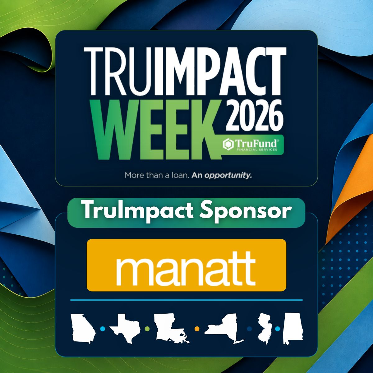 TruFundFinServ's tweet photo. We are proud to recognize Manatt as a Bronze Sponsor of TruImpact Week 2026!
Reserve your seat: https://t.co/QwmZGcoci9
Interested in becoming a sponsor? Contact Kiaria Lipscomb at KLipscomb@trufund.org.
#TruImpactWeek #TruImpactAwards #TruFund #CommunityImpact https://t.co/NxdOYmr6Z8