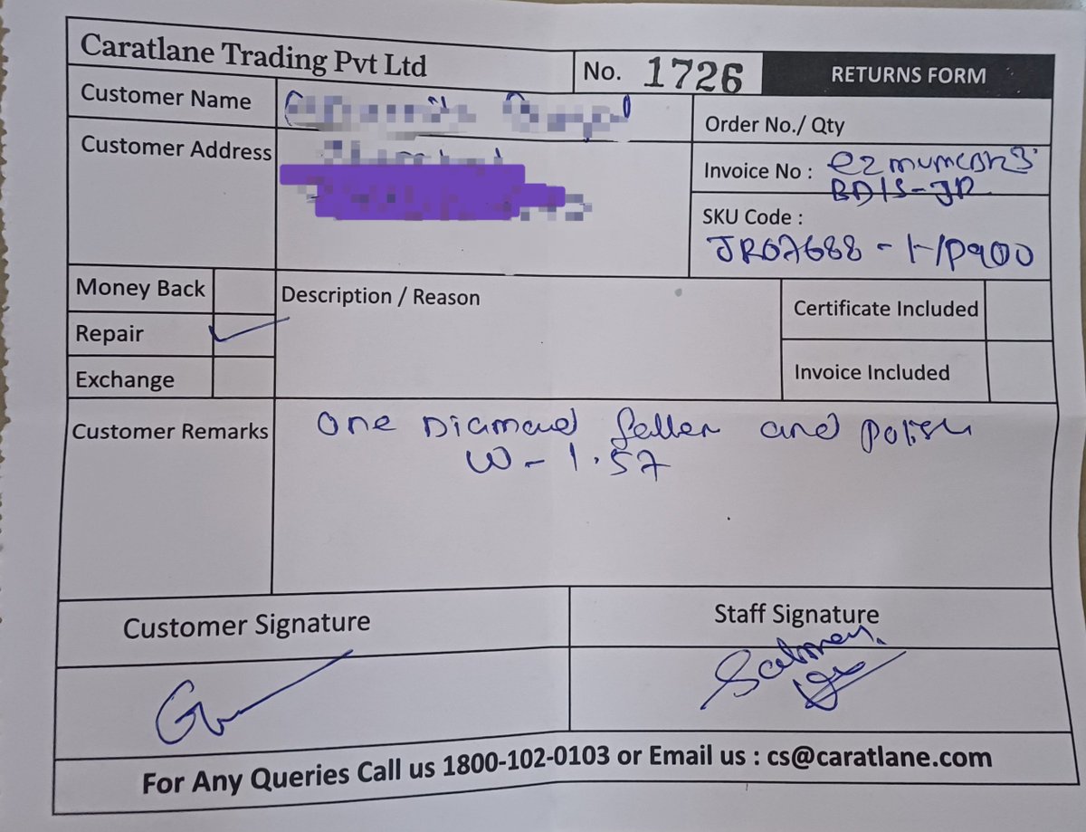 _Gaurav_Goyal's tweet photo. @CaratLane Extremely disappointed with the Chembur branch. My ring was submitted for repair almost 2 months ago. After rejecting the repair quote, I went to collect it and found the diamond piece missing. Only when I asked about it was I informed that it had been lost. Pls help. https://t.co/WIJnDDIbyi