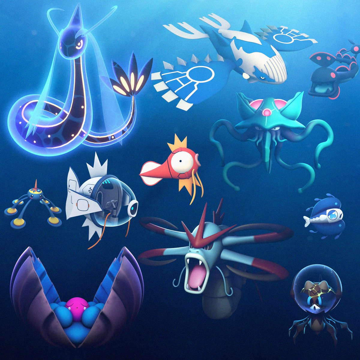 CardnlH's tweet photo. Subnautica x Pokémon designs! #pokemon #subnautica https://t.co/df6YhgM3q5