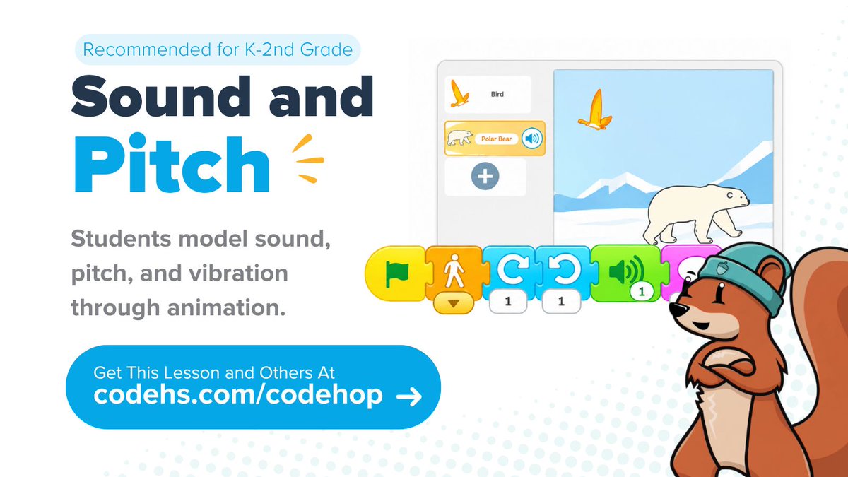 codehop_'s tweet photo. Explore sound and pitch through animation! 🔊 Students can bring sounds to life while learning about pitch, vibration, and more.

Unlock this lesson and others at https://t.co/mWDjDe9Wg5. https://t.co/RAr80PHsyl