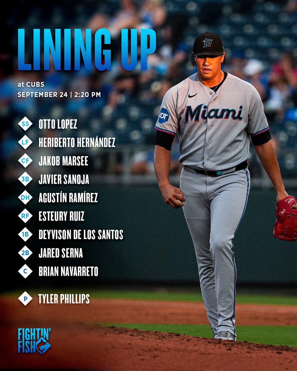 Marlins's tweet photo. Series finale in Chicago.

📺: https://t.co/CoO4NlpS1G
👂: @MarlinsRadio, @radiomambi710, 560 WQAM
⏰: 2:20 PM ET

#FightinFish https://t.co/XfgR2JDRal