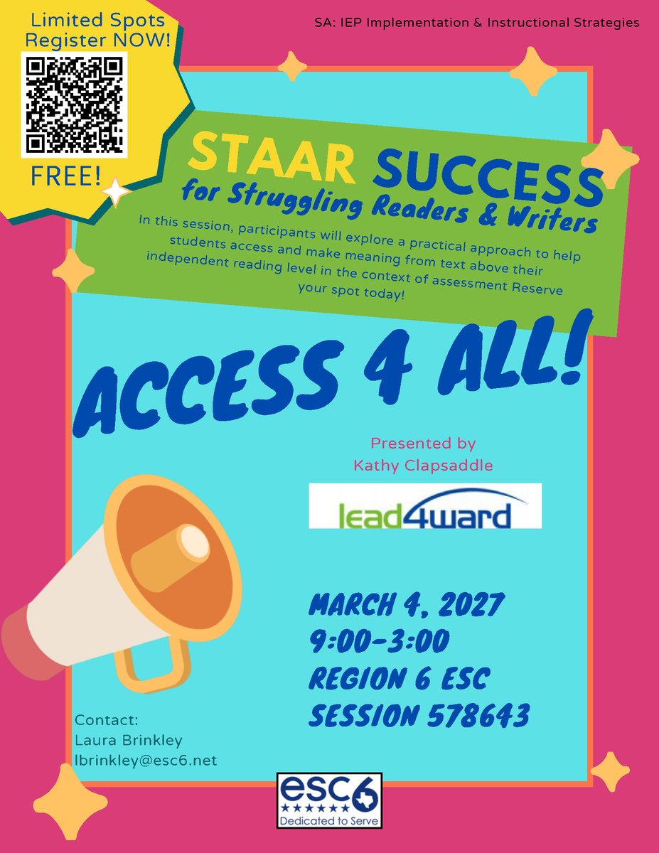 escregion6's tweet photo. Upcoming Event: STAAR Success for Struggling Readers &amp; Writers - https://t.co/30EkktcJ5A https://t.co/Hhh7R7T3pf