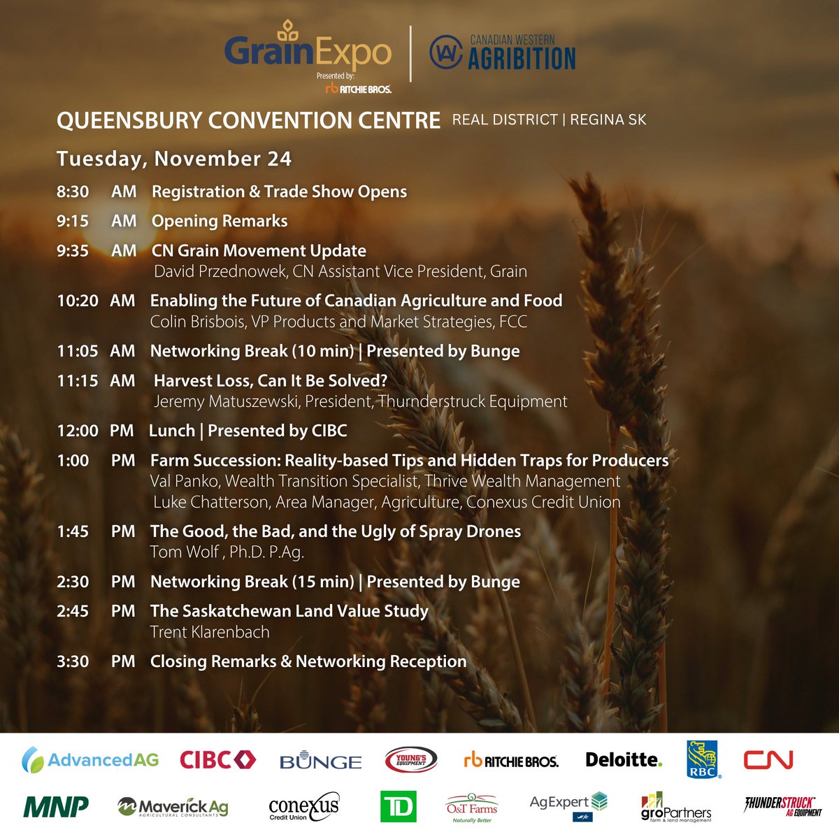 SaskYoungAg's tweet photo. Heading to Agribition? Level up your week.
Join Sask Young Ag at the 14th Annual Grain Expo for industry insights, networking, and expert speakers.
Get your tickets today: https://t.co/cI3CQH4lk0
#SaskYoungAg #GrainExpo #Agribition #AgNetworking #FutureOfAg https://t.co/E2v5Mj6yUx