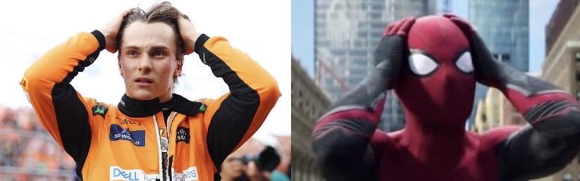 spideyoscwdc's tweet photo. “everyone is asking the same question, where is spiderman?” answer is currently experiencing the horrors of f1 https://t.co/QlB8f6yntn