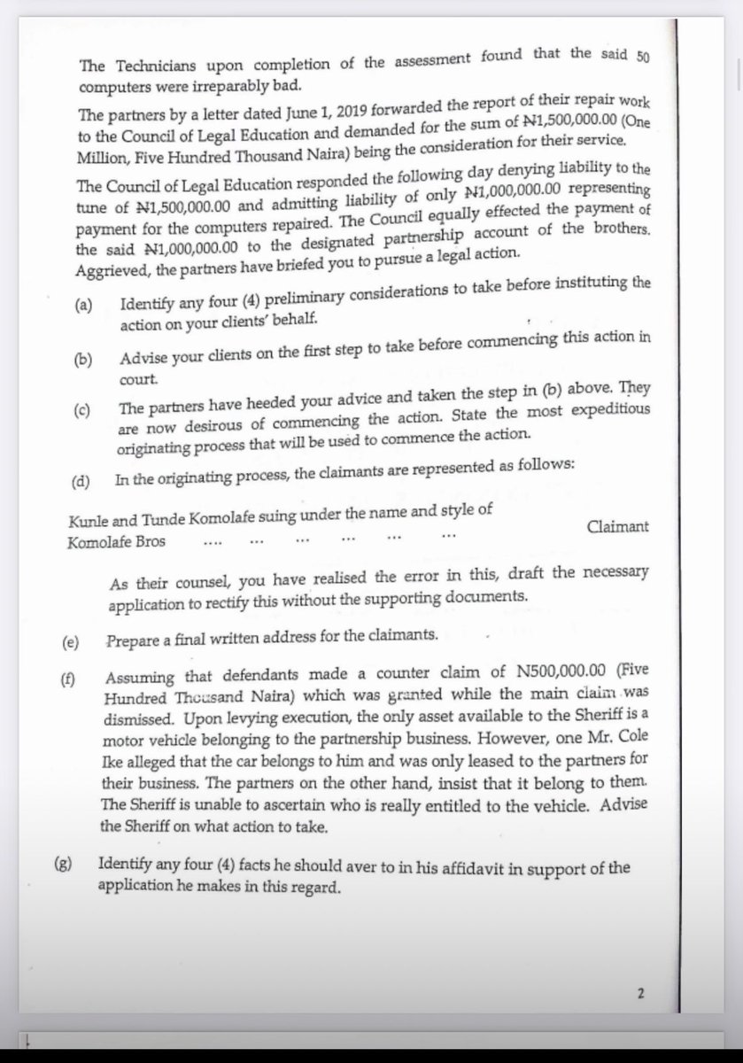 PBlessing86772's tweet photo. Day 17/20 

Civil litigation Past question https://t.co/hSXxOvonDD