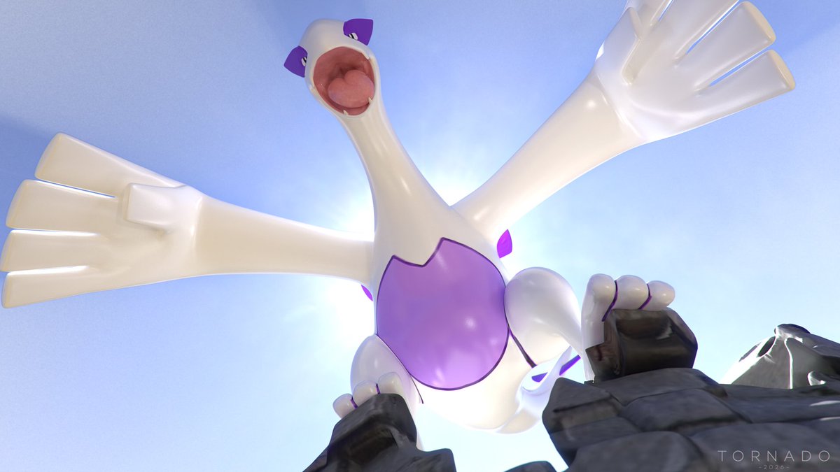 TLugia's tweet photo. Looming over with a rawr!
But of course it doesn't matter, if there's a rawr, there's an open maw, and of course you'll look directly into it and not think of the looming danger

Small thing for #LugiaDay #ルギアの日 https://t.co/6LjTAMEE3q