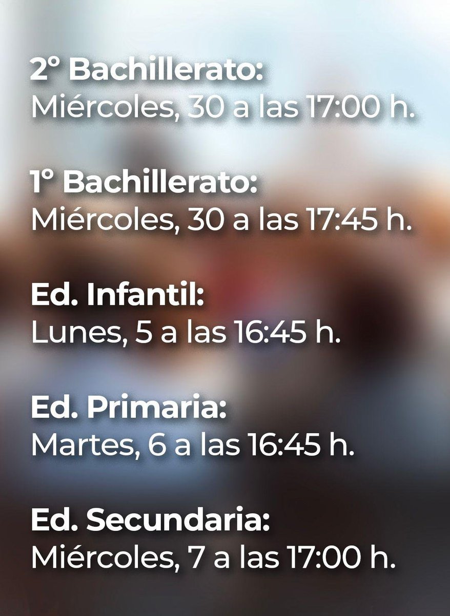 ColeMarillac's tweet photo. Familias y colegio, nos escuchamos.
Las reuniones comenzarán con una bienvenida de las directoras y continuarán en las aulas con los tutores, que compartirán información relevante sobre el curso y cómo acompañar a sus hijos en este curso.
 #colegiosHHCC #EducaciónVicenciana https://t.co/nXl7Gud8va