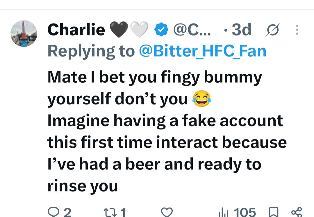 Bitter_HFC_Fan's tweet photo. @derek1910 He's been messaging me it's all about bumming and stuff he's a strange kid https://t.co/cJoPGRrKA7