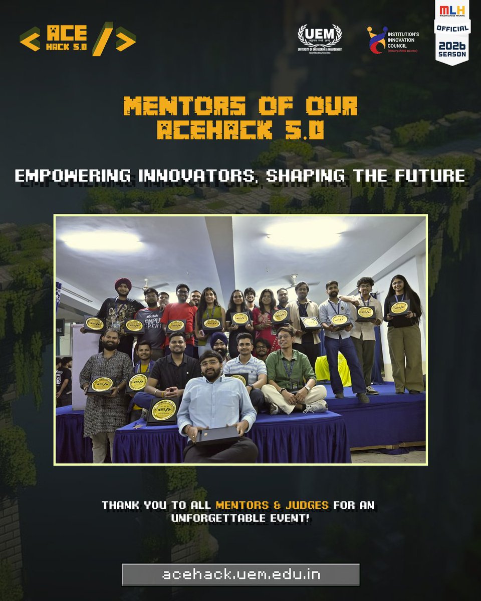 AceHack_uemj's tweet photo. 🌟 Honoring the Mentors of AceHack 5.0!

Behind every great idea was guidance that pushed innovators further. Huge thanks to our incredible mentors — Khushi Mahawar, Romanch Roshan Singh, Harshil Srivastav, Utkarsh Shrivastava, Sparsh Sharma, Umesh Kataria, Abhimanyu Shekhawat https://t.co/B6SNW6l7NL