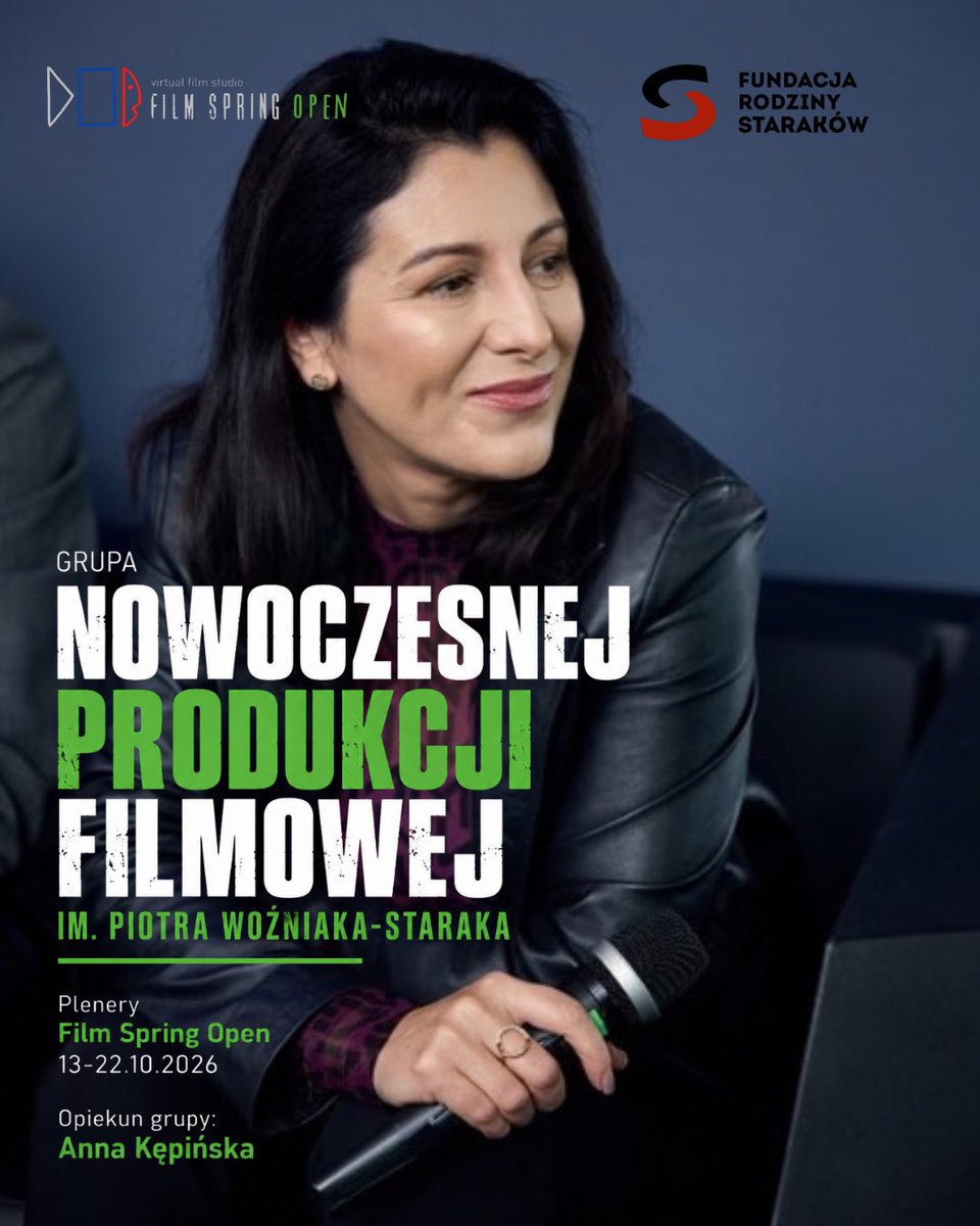 FilmSpringOpen's tweet photo. Zapraszamy do udziału w Grupie Nowoczesnej Produkcji Filmowej im. Piotra Woźniaka-Staraka, skierowanej do młodych producentów i studentów produkcji filmowej, organizowanej w ramach Plenerów Film Spring Open 2026!

Szczegóły dostępne na stronie Plenerów 
https://t.co/DdLC73nUk7 https://t.co/SCq2SLCPRo