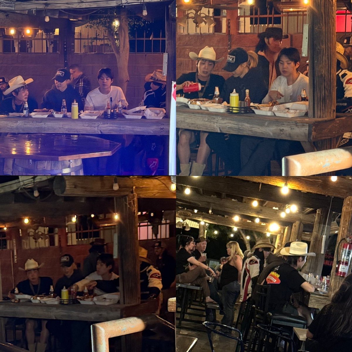 jm_dogs's tweet photo. os donos do Pioneer Saloon, restaurante que o jimin, jungkook, hoseok e yoongi visitaram, falaram um pouco sobre como foi recebê-los :) 

eles falaram que uma funcionária coreana os atendeu, e ela ouviu eles dizendo um para o outro que a comida era deliciosa 🥹 eles disseram que os meninos gostaram do “gordy” que é uma inspiração no personagem “easy pete” do jogo Fallout! eles acham que alguns dos meninos reconheceram o personagem 😆

os donos também disseram que se divertiram muito com eles, e que acharam legal que um dos meninos (jungkook) perguntou sobre os chapéus, e até ficou com um! jungkook usou ele no show de Las Vegas e os donos do PS vieram 🫶🏼