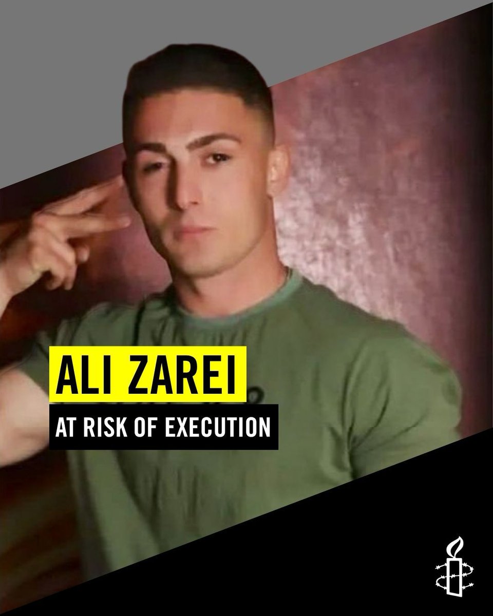 AmnestyIran's tweet photo. Iran's authorities must immediately halt any plans to execute protester Ali Zarei Doozdarehsi &amp; quash his conviction &amp; death sentence. On 21 Sept, activists reported that he was transferred to solitary confinement in Ghezal Hesar prison, raising fears of imminent execution. 1/3 https://t.co/yAm4Xsb2IJ