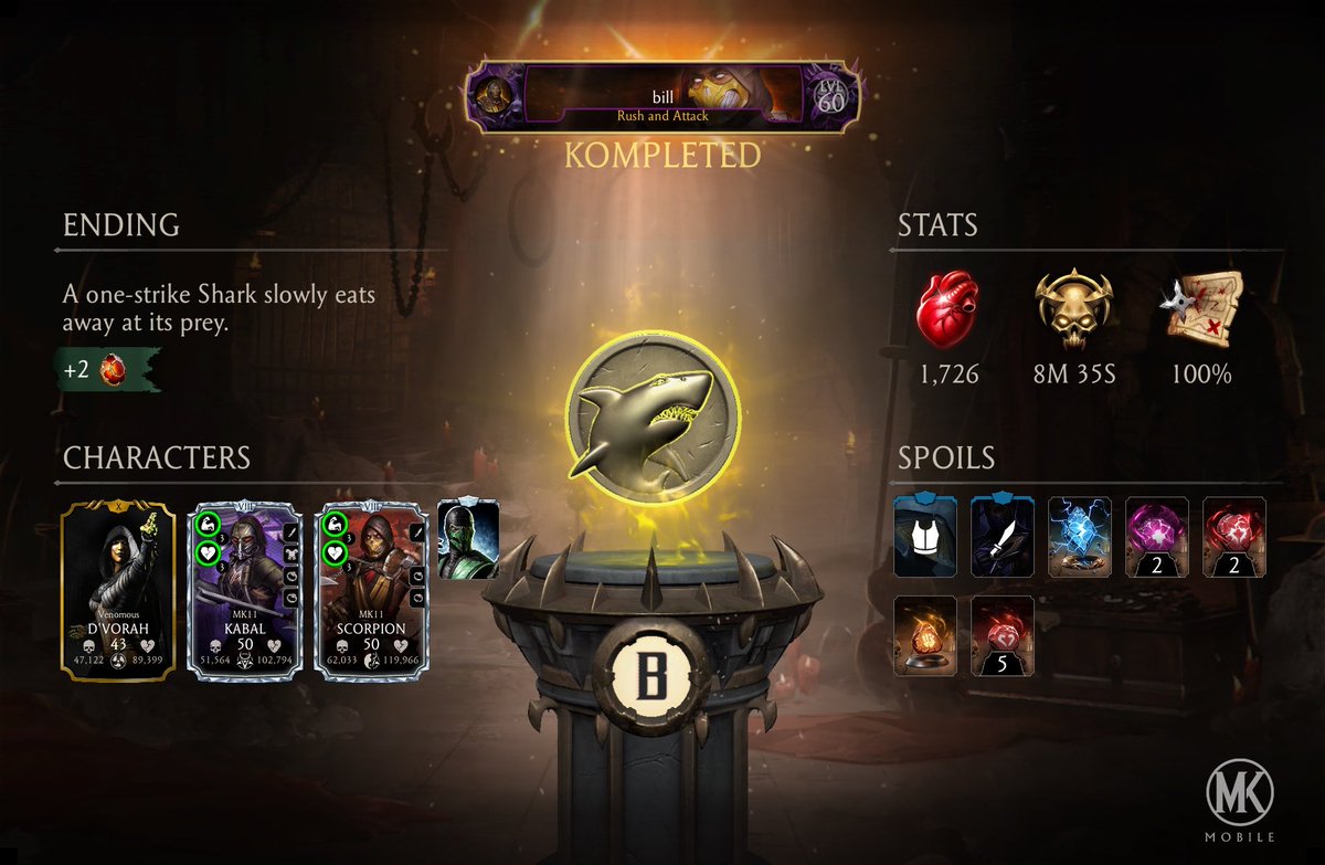 bill_ll20's tweet photo. I just completed a Krypt Run in Mortal Kombat mobile! Check out my stats. https://t.co/yHEmuYSWiV