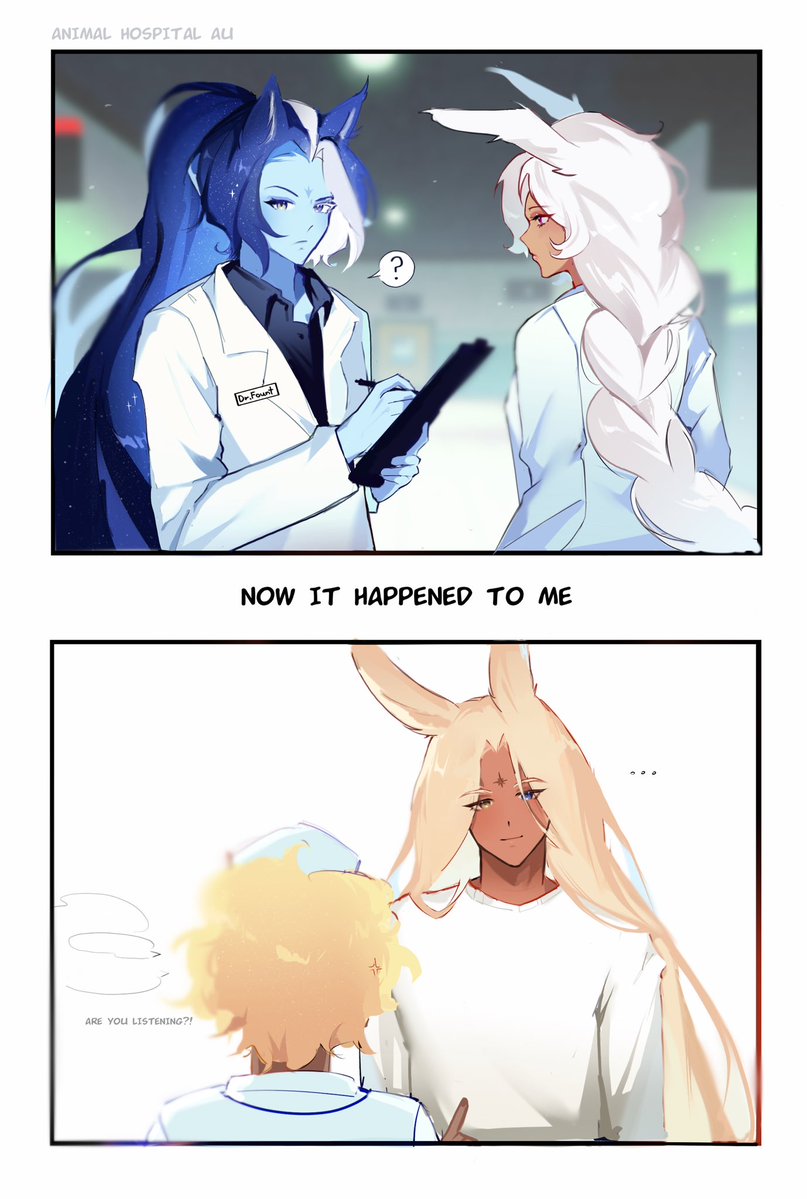 smokeverbena's tweet photo. and one - killing the mercy 

going crazy over this au 🤪🤪
#shadowvanilla #animalhospital https://t.co/gLBFMHbJqP