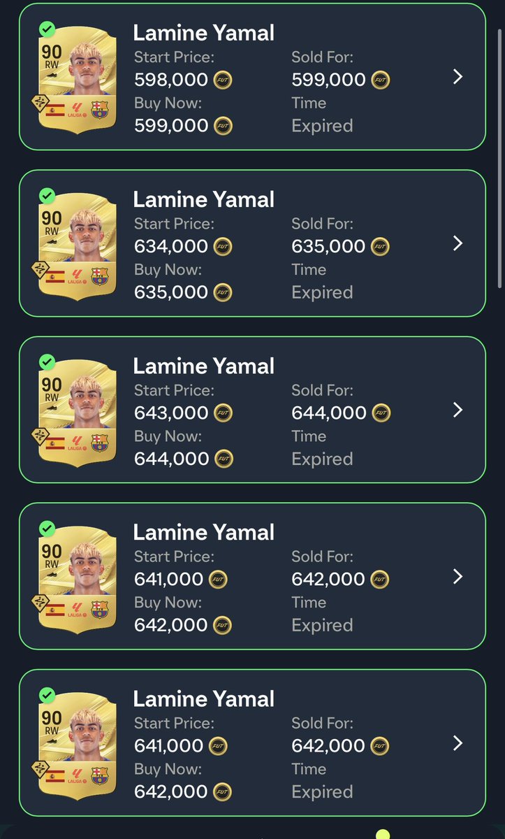 EAsportsFCleak's tweet photo. 🚨Market Crash but we still make coins🤑

Bought x5 Yamal @530k 
Sold x5 Yamal ~ @635k 

Total Profit after Tax ~300k💰💰💰

Just 1 hour of holding👀🔥

All next calls exclusively here👇👇

https://t.co/pN2bTmKapr https://t.co/RVUT0a92fo