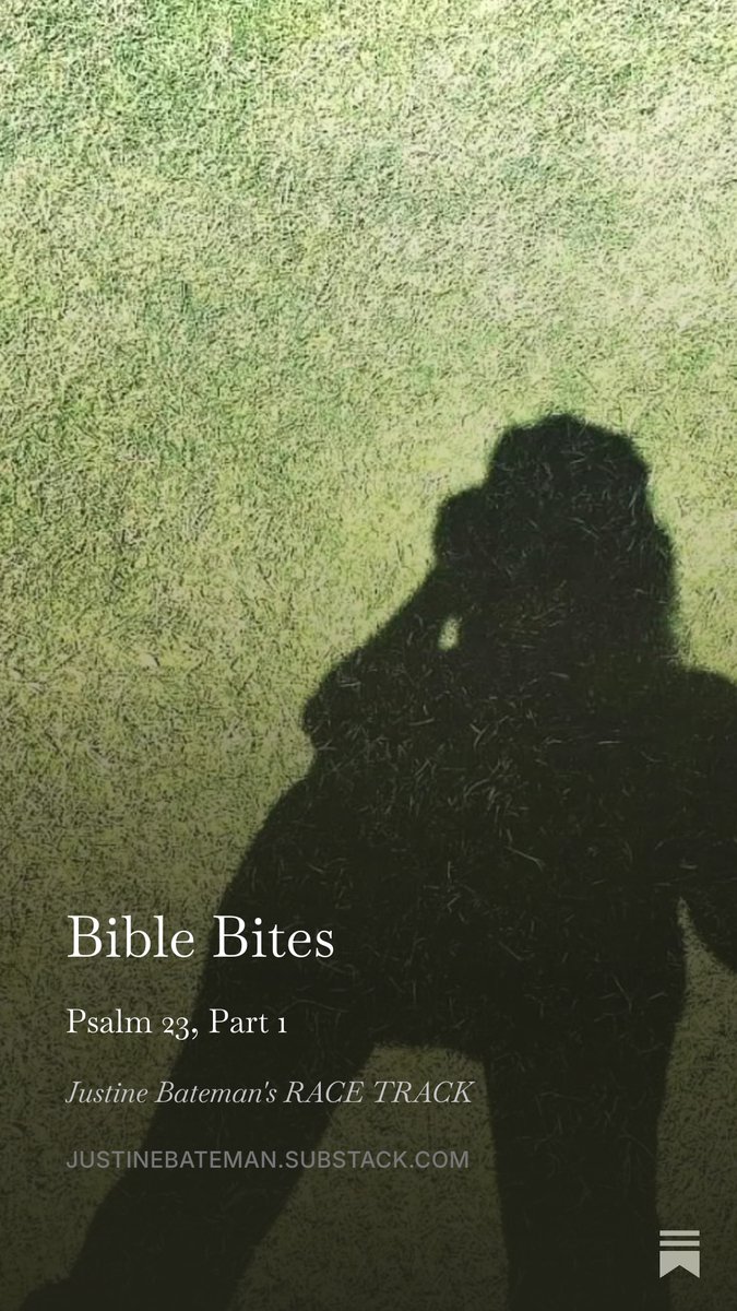 JustineBateman's tweet photo. New Bible Bites essay up on my RACE TRACK site.   

PSALM 23.
Most people have heard of this scripture. Many of you have memorized it. We can quickly recite it, but let’s slow it down and see what it really means.  

For Psalm 23, we’ll do it in three parts. We’ll look at some of the words in Hebrew, and also look at the detailed meanings in English.  

(1)The Lord is my shepherd; 
I shall not want. 
(2) He makes me to lie down in green pastures; 
He leads me beside the still waters. 

There’s a lot here.  
(1)The Lord is my shepherd; I shall not want. 

Here, “The Lord” is God, but let’s look at “shepherd.” What does a shepherd do, and what are his responsibilities? They take care of the sheep, but let’s look at more detail.  
- They provide all the daily needs for the sheep: food, water, shelter, protection from predators. 
- They tend to each individual sheep’s needs, whether it be their health or comfort. 
- They provide direction for the flock, and keeps track of when the sheep need to be shorn, given inoculations, or exercised. They also make sure the sheep have the proper food for the season. 
- The shepherd makes sure to lead the sheep to a fresh pasture to graze each time. He is also always on the lookout for poisonous plants and other threats that may be in the area. 
- He travels with the sheep as they graze, sleeping out with the flock. In inclement weather, he will construct temporary shelters for them. 
The shepherd is basically on-call 24/7 for his sheep, ready to tend to their every need. 
So, “God is the one who looks after me and gives me everything I need.” 

The next line follows: “I shall not want.” 

(Read the rest of the essay at the link below.)