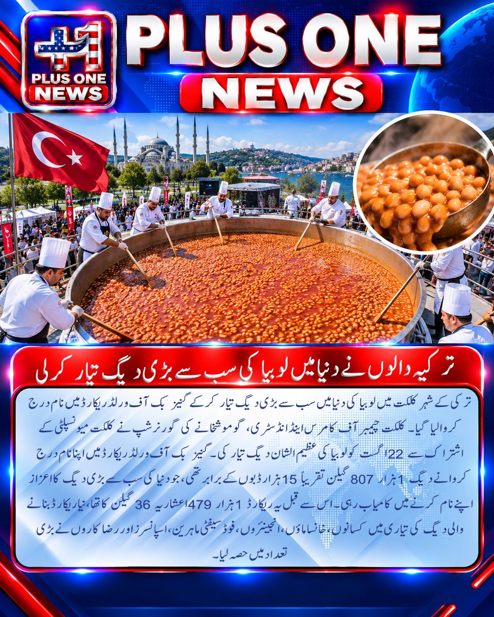 plusonemedia11's tweet photo. ترکیہ والوں نے دنیامیں لوبیاکی سب سے بڑی دیگ تیارکرلی..
#Turkey #Gumushhane #Kelkit #BeanRecord #WorldRecord #GuinnessWorldRecords #GiantBeanPot #LargestBeanDish #TurkishCuisine #FoodRecord #GuinnessRecord #TurkeyNews #FoodNews #WorldNews https://t.co/D1qTolynye