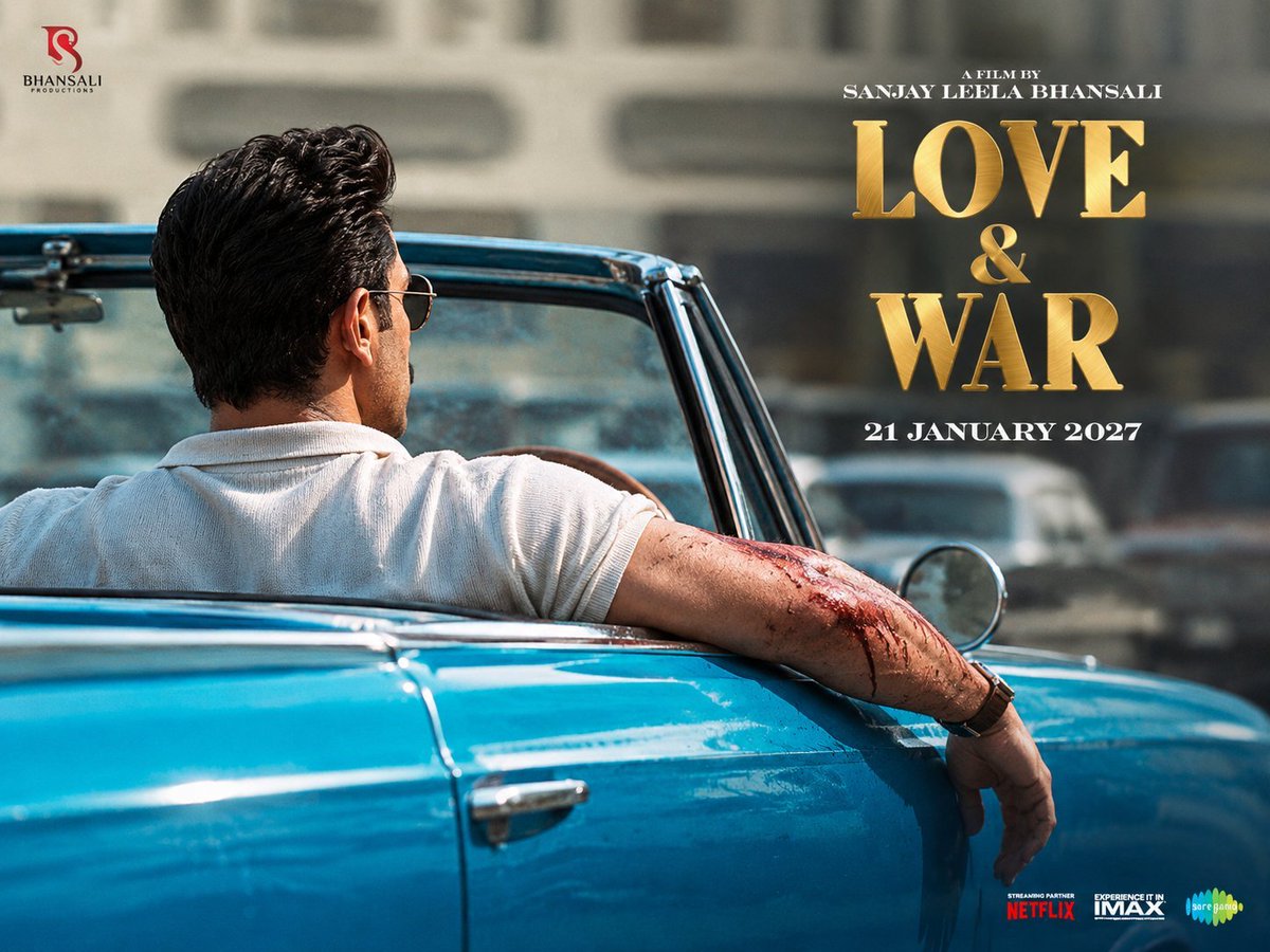 TheFilmDeskIN's tweet photo. All posters. One BGM. One epic cinematic experience. 🔥

#LoveAndWar, starring #RanbirKapoor, #AliaBhatt &amp; #VickyKaushal.

Worldwide release: 21 January 2027.

@bhansali_produc @saregamaglobal https://t.co/uAggA5Tb9R
