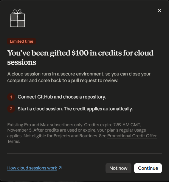 emanuilx_'s tweet photo. Claude is handing out free credits https://t.co/5nbfaq0zeW