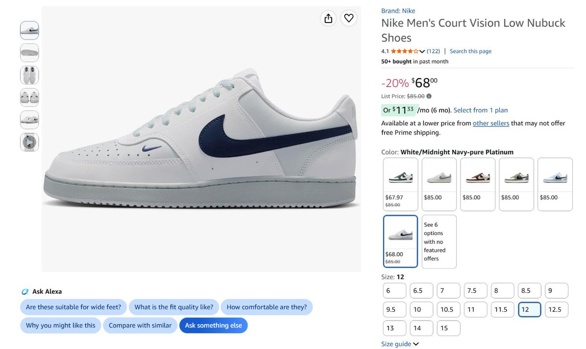 dbayexquisite's tweet photo. DEAL OF THE DAY ‼️

The Nike Men's Court Vision Low Nubuck
Shoes is currently on a 20% discount on Amazon. This means you’ll be getting t for $68 ($75 with tax) instead of $85.

That’s $17 saved. Shop now with @dbayexquisite . Link in replies: https://t.co/HGMmNr41oK