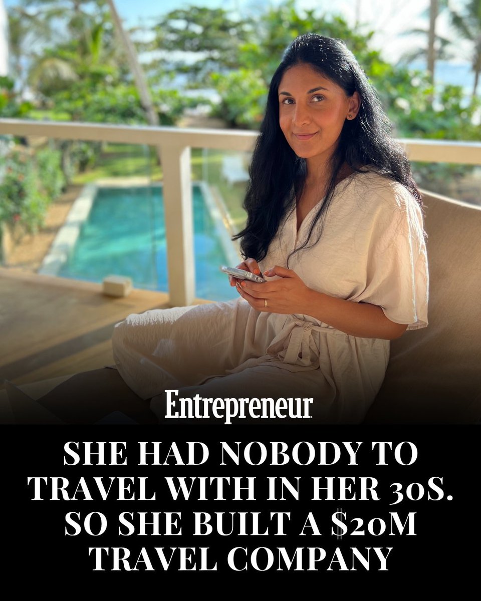 Entrepreneur's tweet photo. Radha Vyas was single, in her 30s and tired of her job when she went on a group tour and found herself surrounded by people ranging from 16 to 78 with whom she had nothing in common.

The market had boozy beach breaks for 22-year-olds and hand-holding holidays for retirees. Nobody was building travel for the people in between.

A https://t.co/slhU7CjmjC date with photojournalist Lee Thompson turned into a business pitch somewhere around the fourth glass of wine on their first date. He didn't run. They are now married and co-founders.

They put in £15,000 of their own savings, kept their day jobs and had no bookings six months in. Lee flew to Brazil with most of what was left, knocked on the door of the Archdiocese in Rio and argued Brazil needed better press ahead of the World Cup.

They told him he was mad, then told him to be at the statue the next day. He climbed Christ the Redeemer from the inside, took a selfie from the top and 1.2 million people visited the Flash Pack website in 48 hours. From that £15,000 they bootstrapped to £20 million in revenue in four and a half years, growing 300 to 400 percent annually with just £250,000 from one angel investor along the way.

Flash Pack builds small group trips for solo travelers in their 30s, 40s and 50s, engineered around connection. Eighty-two percent of travelers make at least one meaningful friend on a trip.

Thirty percent travel again to reunite with the same group. They turn away bookings that would threaten the group dynamic. Then March 2020 came. Every border closed in the same week.

Radha put the company into administration in November 2020 so customers could reclaim their money, remortgaged the house, borrowed from friends and family, bought the assets back and relaunched in November 2021 with a toddler at home and close to personally bankrupt. Flash Pack 2.0 raised £7.8 million in total and is now profitable and bigger than before Covid.

Her advice: pay yourself a proper salary from day one. Broke founders make desperate decisions. A secure founder thinks long term.