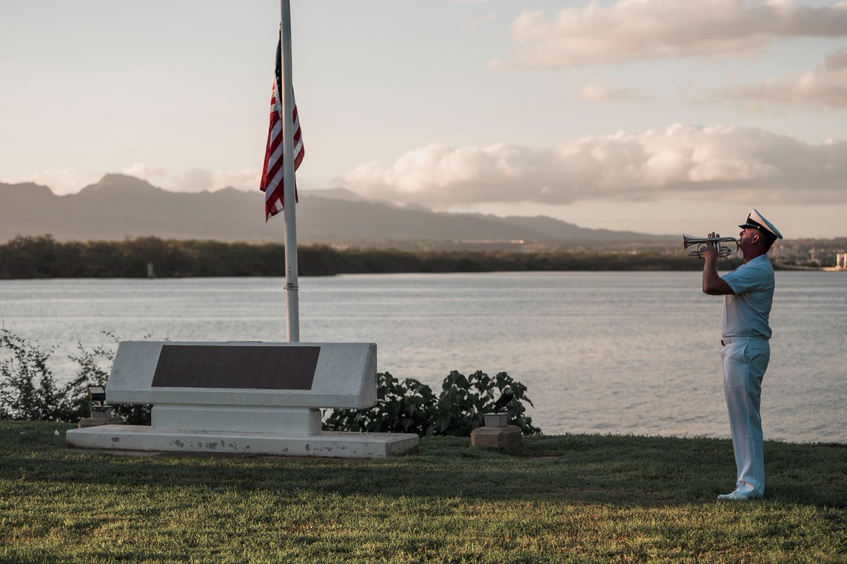 pacificparks's tweet photo. #ThenAndNow: #USSNevada was the only battleship to get underway during the attack on #PearlHarbor. Under heavy attack, she was deliberately grounded near Hospital Point to avoid blocking the channel.

Today, the USS Nevada Memorial marks that shoreline.

#RememberHonorUnderstand https://t.co/lYq6l8fE7m