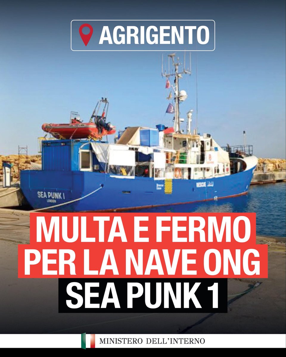 rgowans's tweet photo. 23.09.26 - 🇮🇹 Italian authorities issued administrative arrest of 🇩🇪 NGO vessel #SeaPunk1 for non compliance with competent #SAR authority. The NGO was also fined 7,500 €. #migrantcrisis #DontTakeToTheSea #seenotretung #Frontex https://t.co/0L0RwDNH1o