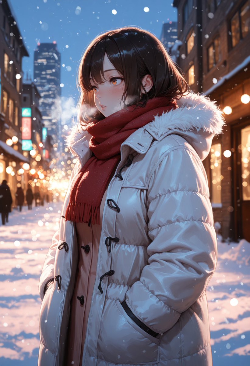 my_racer's tweet photo. Soft snowflakes falling in the quiet blue,
She carries summer memories through the winter view❄️✨

@DedgoroArt https://t.co/CBMvKPkEfk